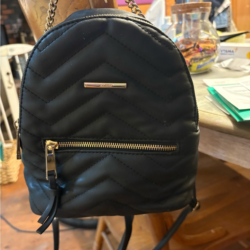 Black Aldo Quilted Mini Backpack